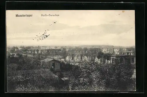 AK Munsterlager, Massiv-Baracken aus der Vogelschau