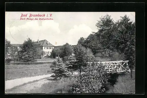 AK Bad Brambach i. V., Parkanlage des Radiumbades