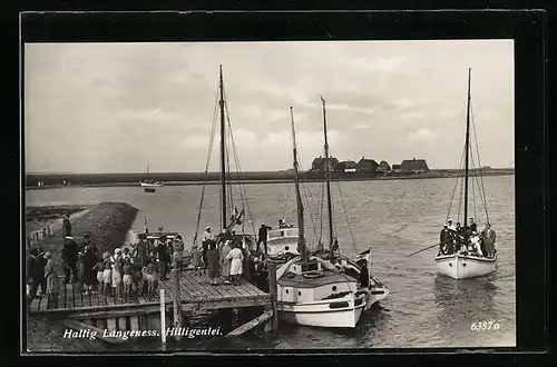 AK Hallig Langeness, Hilligenlei, Ankunft eines Bootes