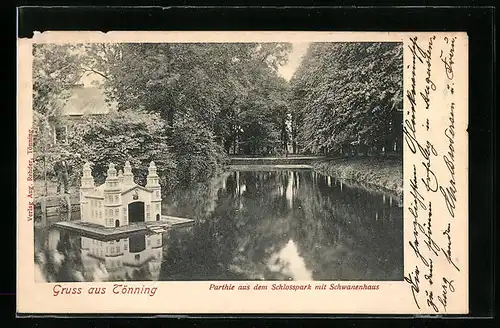 AK Tönning, Schlosspark mit Schwanenhaus