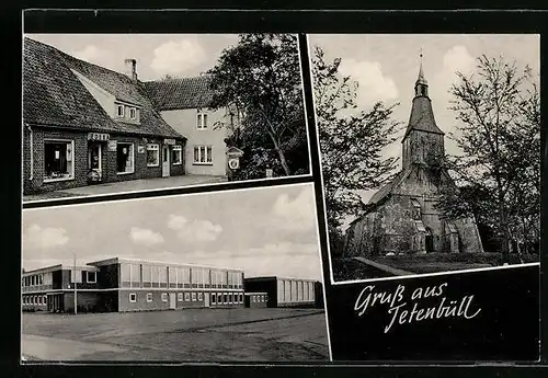 AK Tetenbüll, Kirche, Schule und Ladengeschäft