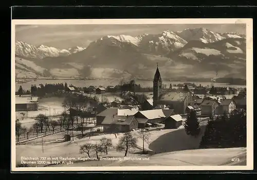 AK Blaichach, Ortsansicht mit Blick auf Rauhorn, Kugelhorn, Breitenberg und Rotspitze