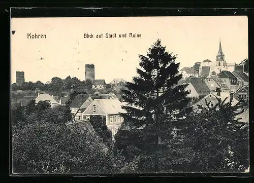 AK Kohren, Ortsansicht mit Ruine