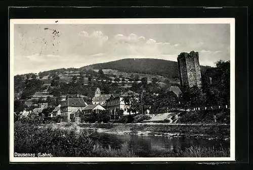 AK Dausenau / Lahn, Ortsansicht und Uferpartie