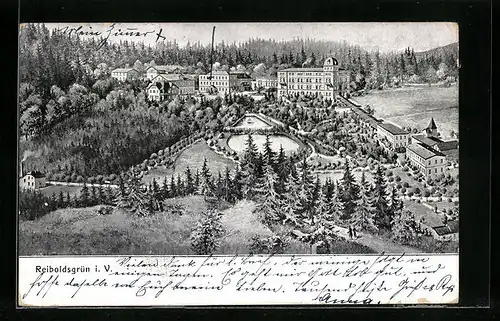 AK Reiboldsgrün i. V., Ortsansicht aus der Vogelschau