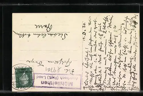 AK Brunndöbra i. Vogtl., Ortsansicht mit Aschberg