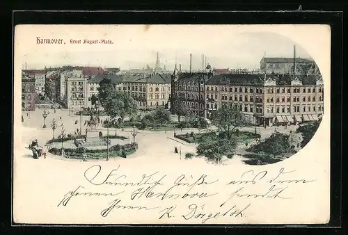AK Hannover, Ernst August-Platz aus der Vogelschau