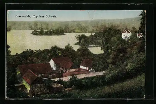 AK Binenwalde, Ortspartie aus der Vogelschau