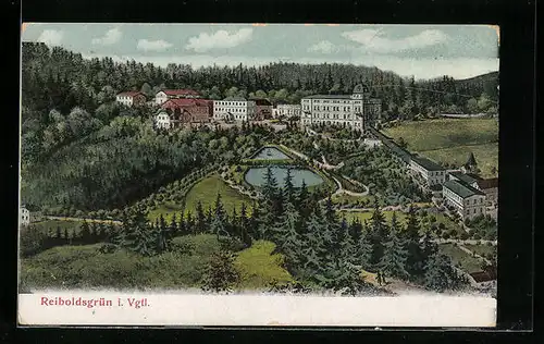 AK Reiboldsgrün i. V., Ortsansicht aus der Vogelschau