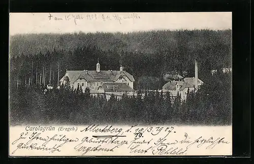 AK Carolagrün / Erzgeb., Ortsansicht aus der Vogelschau