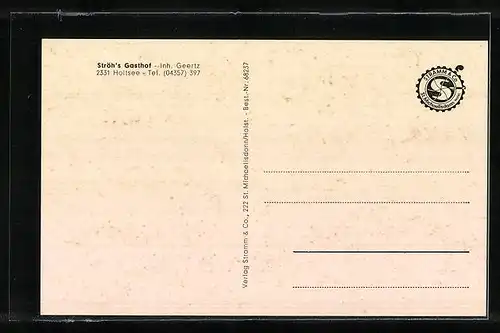 AK Holtsee, Ströh`s Gasthof, Strassenpartie und Seepartie