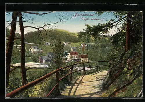 AK Barthmühle / Vogtl. Schweiz, Ortsansicht aus der Vogelschau