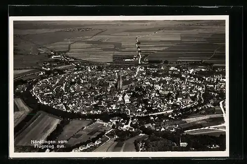 AK Nördlingen, Gesamtansicht vom Flugzeug aus gesehen