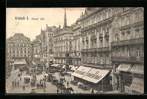 AK Víden, Nový trh., Strassenbahn