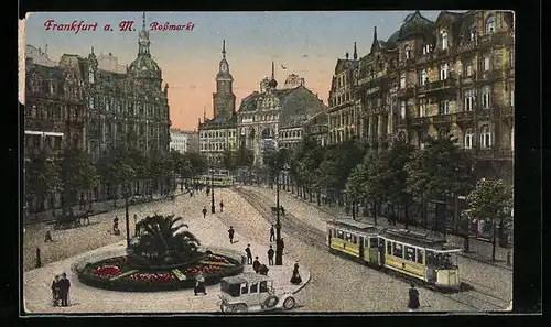 AK Frankfurt a. M., Strassenbahn am Rossmarkt