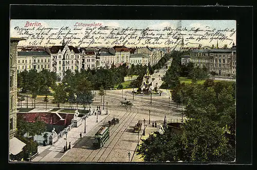 AK Berlin, Strassenbahn auf dem Lützowplatz
