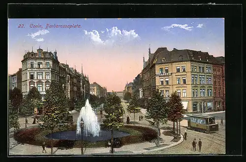 AK Köln, Barbarossaplatz mit Strassenbahn