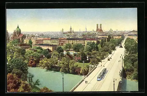 AK München, Blick vom Maximilianeum, Strassenbahn
