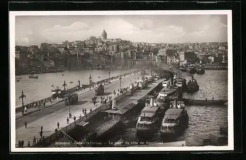 AK Istanbul, Le pont du coté de Stamboul, Strassenbahn