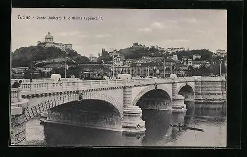 AK Torino, Ponte Umberto I. et Monte Cappuccini, Strassenbahn