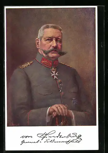 AK Portrait des uniformierten Generalfeldmarschalls Paul von Hindenburg