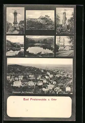 AK Bad Freienwalde a. Oder, Königshöhe, Papenmühle, Bismarckdenkmal