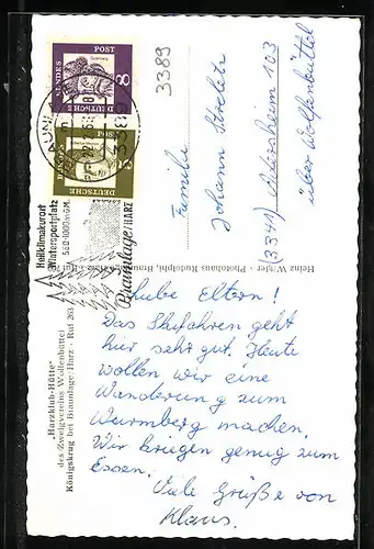 AK Königskrug bei Braunlage /Harz, Gasthaus Harzklub-Hütte des Zweigvereins Wolfenbüttel, Innenansicht