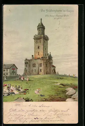 Lithographie Feldberg im Taunus, Feldbergturm