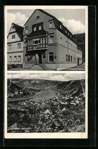 AK Niederfell /Mosel, Gasthaus und Metzgerei Schunk, Teilansicht