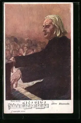 AK Franz Liszt am Klavier, IIième Rhapsodie