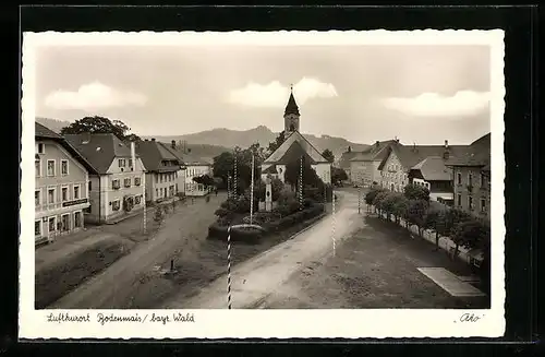 AK Bodenmais / bayr. Wald, Platz mit Kirche