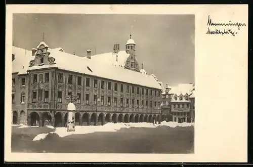 AK Memmingen, Marktplatz im Winter