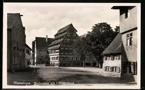 AK Memmingen, Gerberplatz mit 7-Dächerhaus