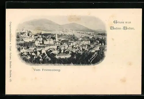 AK Baden-Baden, Panoramablick vom Friesenberg aus gesehen