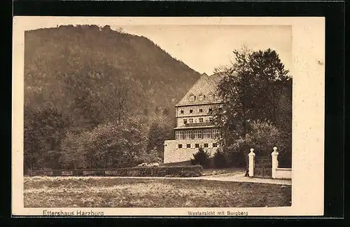 AK Bad Harzburg, Ettershaus, Westansicht mit Burgberg