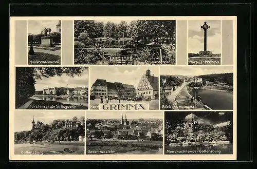 AK Grimma, Markt, Fürstenschule St. Augustin, Gattersburg