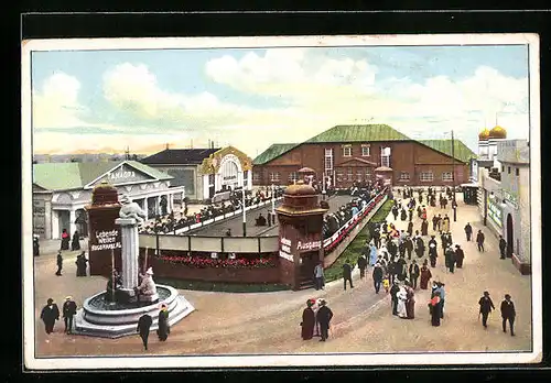 AK Leipzig, Weltausstellung für Buchgewerbe und Graphik 1914, Vergnügungspark: Platz vor dem Zunfthause
