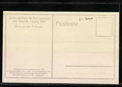 AK Leipzig, Weltausstellung für Buchgewerbe und Graphik 1914, Blick von der Freitreppe