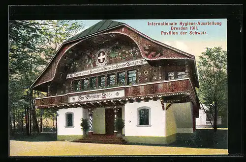 AK Dresden, Internationale Hygiene-Ausstellung 1911, Pavillon der Schweiz