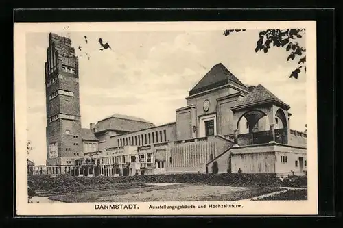 AK Darmstadt, Ausstellungsgebäude und Hochzeitsturm