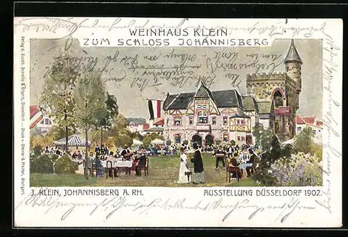 Künstler-AK Düsseldorf, Ausstellung 1902, Gasthaus Zum Schloss Johannisberg