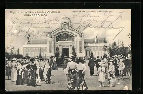 AK Nürnberg, Bayerische Jubiläums-Landes-Ausstellung 1906, Gebäude der staatlichen Forstausstellung