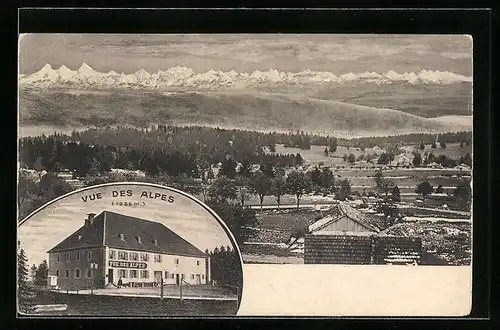 AK Chaux-de-Fonds, Hotel Vue des Alpes, Panorama