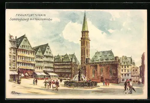 AK Frankfurt a. M., Samstagsberg mit Nikolaikirche
