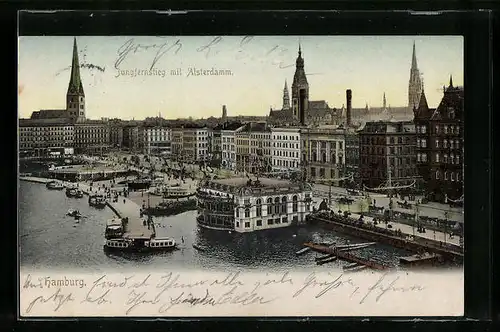 AK Hamburg, Jungfernstieg mit Alsterdamm