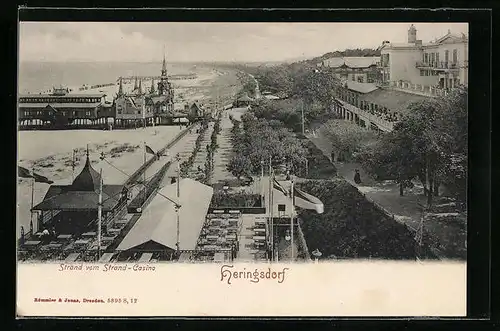 AK Heringsdorf / Usedom, Strand vom Strand-Casino aus gesehen