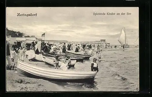 AK Heringsdorf / Usedeom, Spielende Kinder am Strand