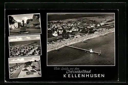 AK Ostseeheilbad Kellenhusen, Vier Ansichten vom Ort und Strand