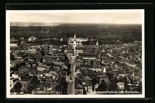 AK Karlsruhe, Ortsansicht vom Flugzeug aus