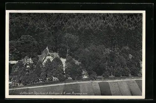 AK Esslingen am Neckar, Gasthaus Jägerhof vom Flugzeug aus